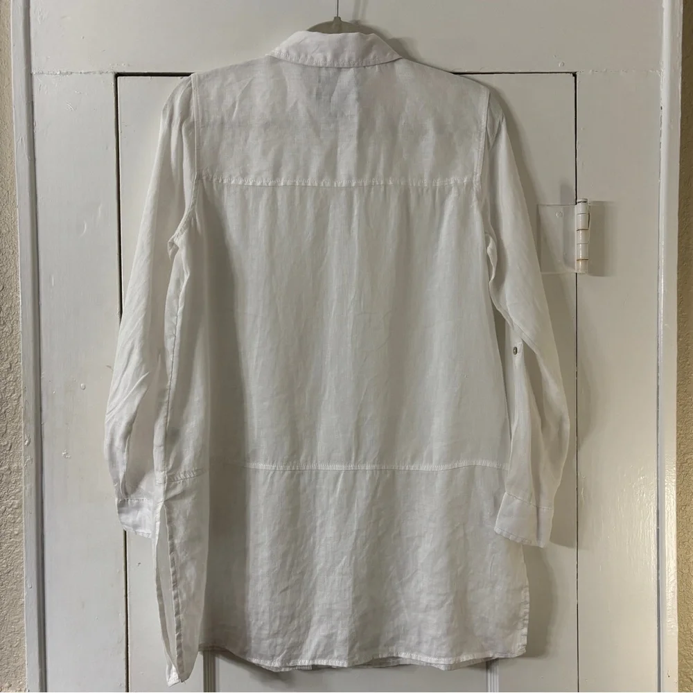 TAHARI 100% Linen White Button Down Shirt - Picture 14 of 14